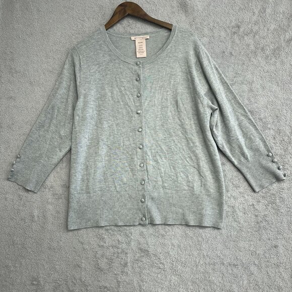 Philosophy Women's XXL Plus Size Cardigan Light Gray Button-Up Sweater - Picture 1 of 7